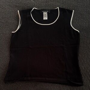 Jones New York Black Tank Top with White Piping